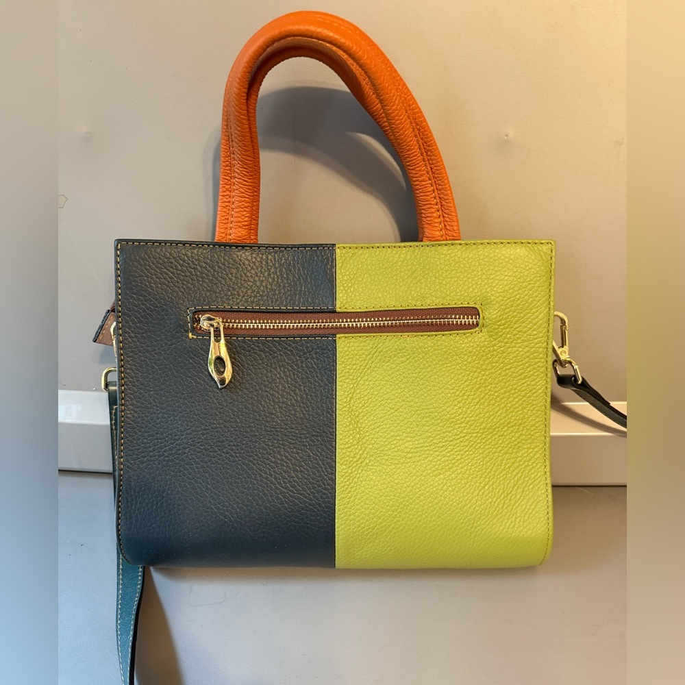 Vintage Colorblock Leather Handbag